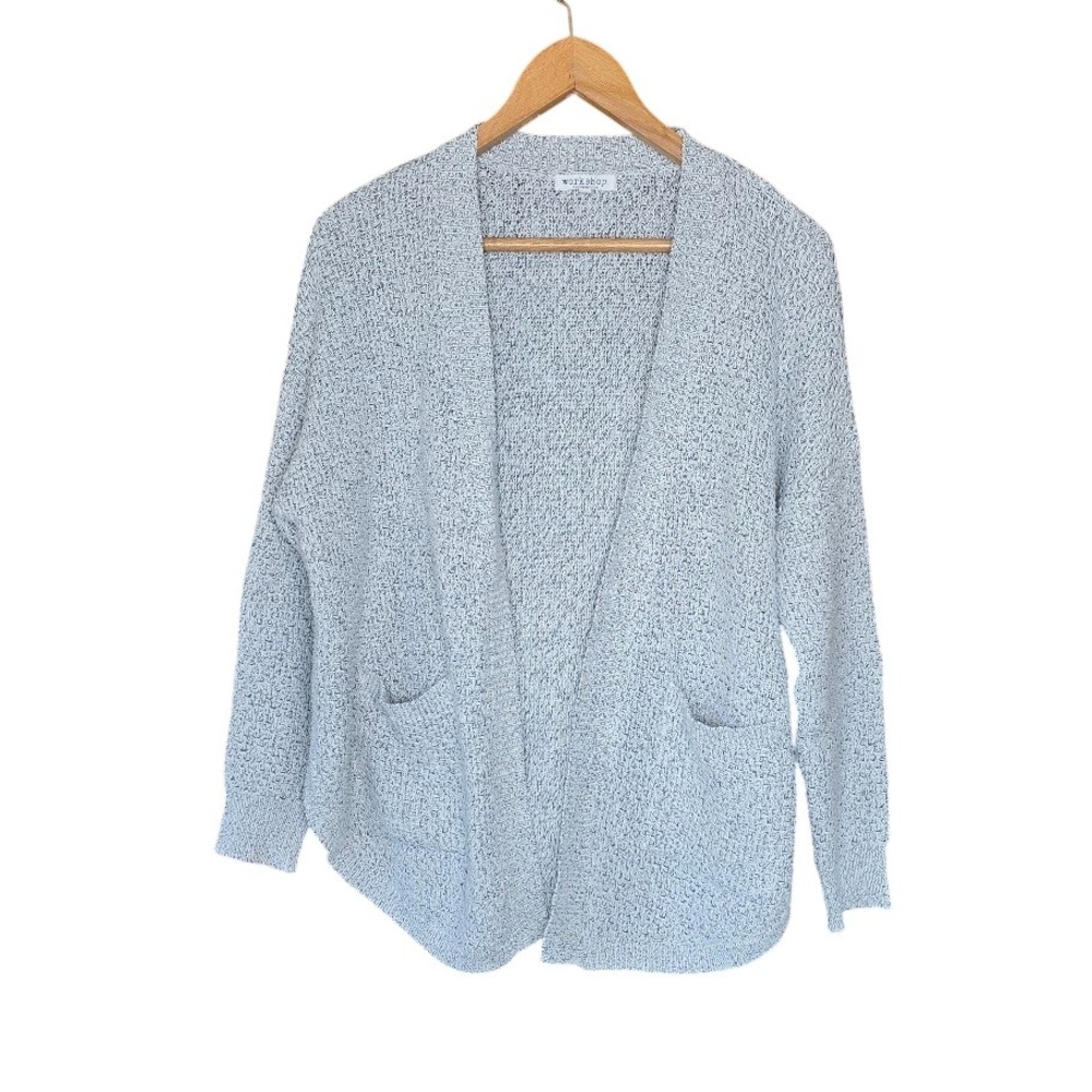 Workshop Gray Marl Open Front Chunky Knit Sweater Womens S‎ Casual Cozy Layering